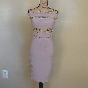 Le Début Kylie Banded Cut Out Dress - Beige - Small